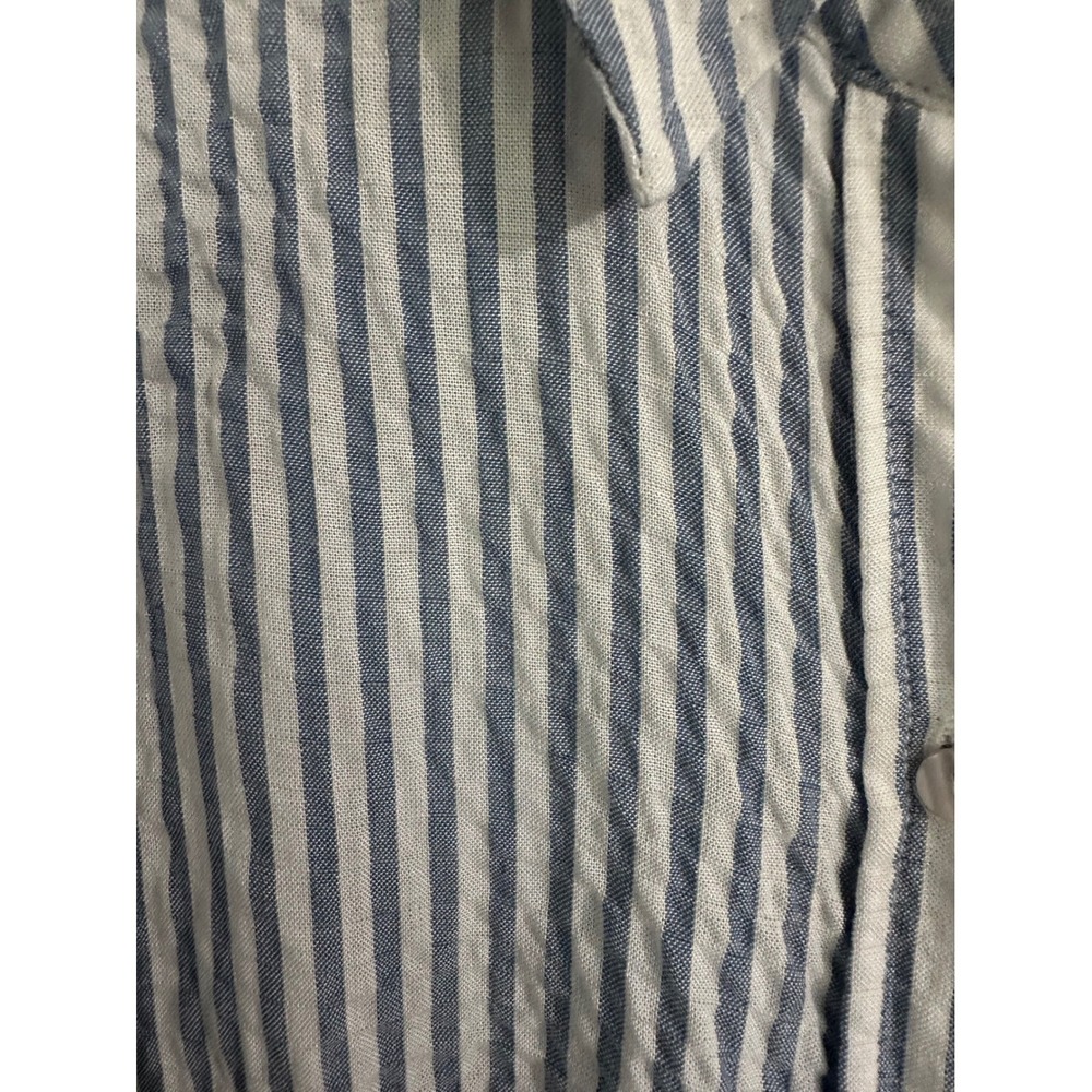 Jane + Delancey Women's 1X Striped Button-Down Shirt Blouse Blue White Rayon - Picture 7 of 10